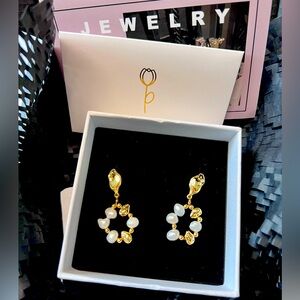 18k gold-plated meteorite pearl earrings